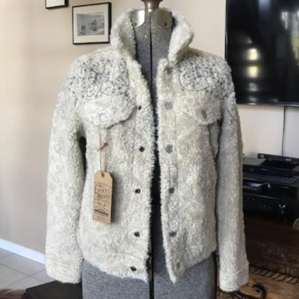New LUCKY BRAND Sherpa Tomboy Trucker Lined Jacket